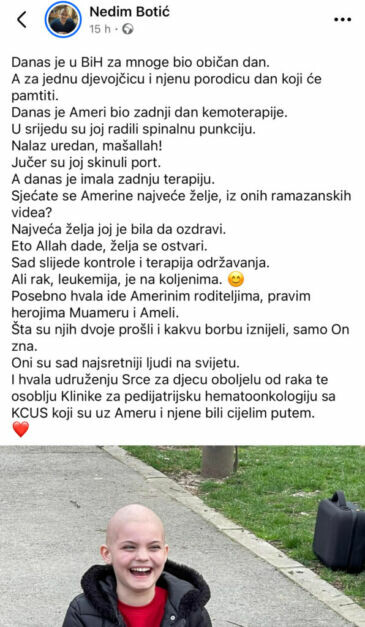 Djevojčica Amera (12) pobijedila leukemiju